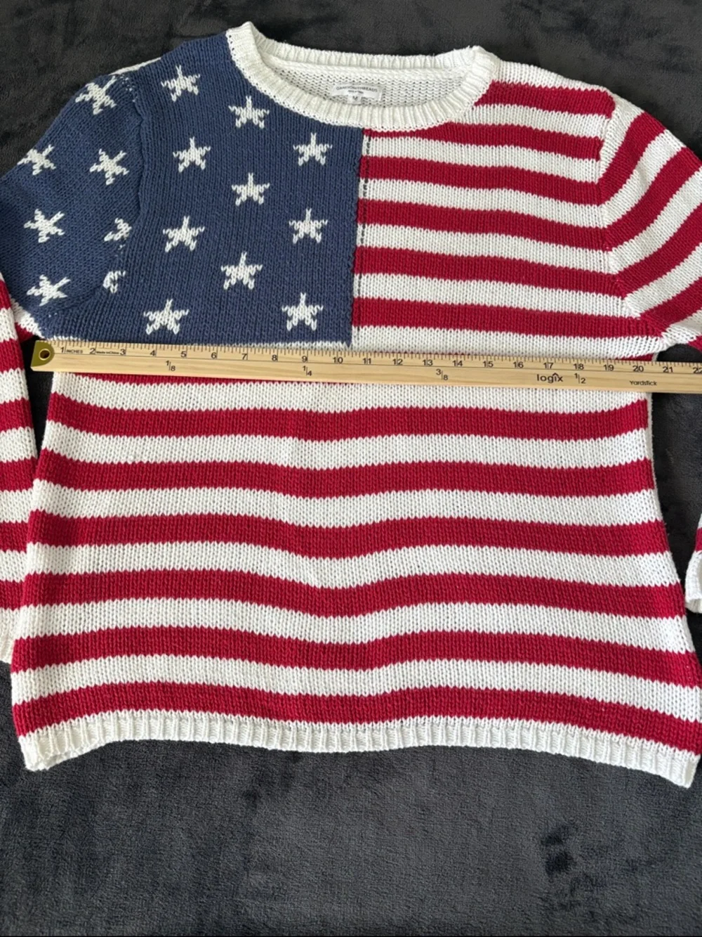 Grayson Threads Red White Blue American Flag Preppy Holiday Knit Sweater SZ M - Picture 5 of 6